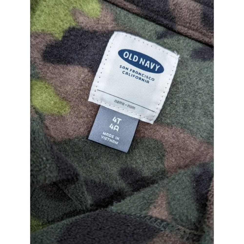 Old Navy Boys Size 4T Fleece Camouflage Shirt Jacket Warm Button Front Pockets